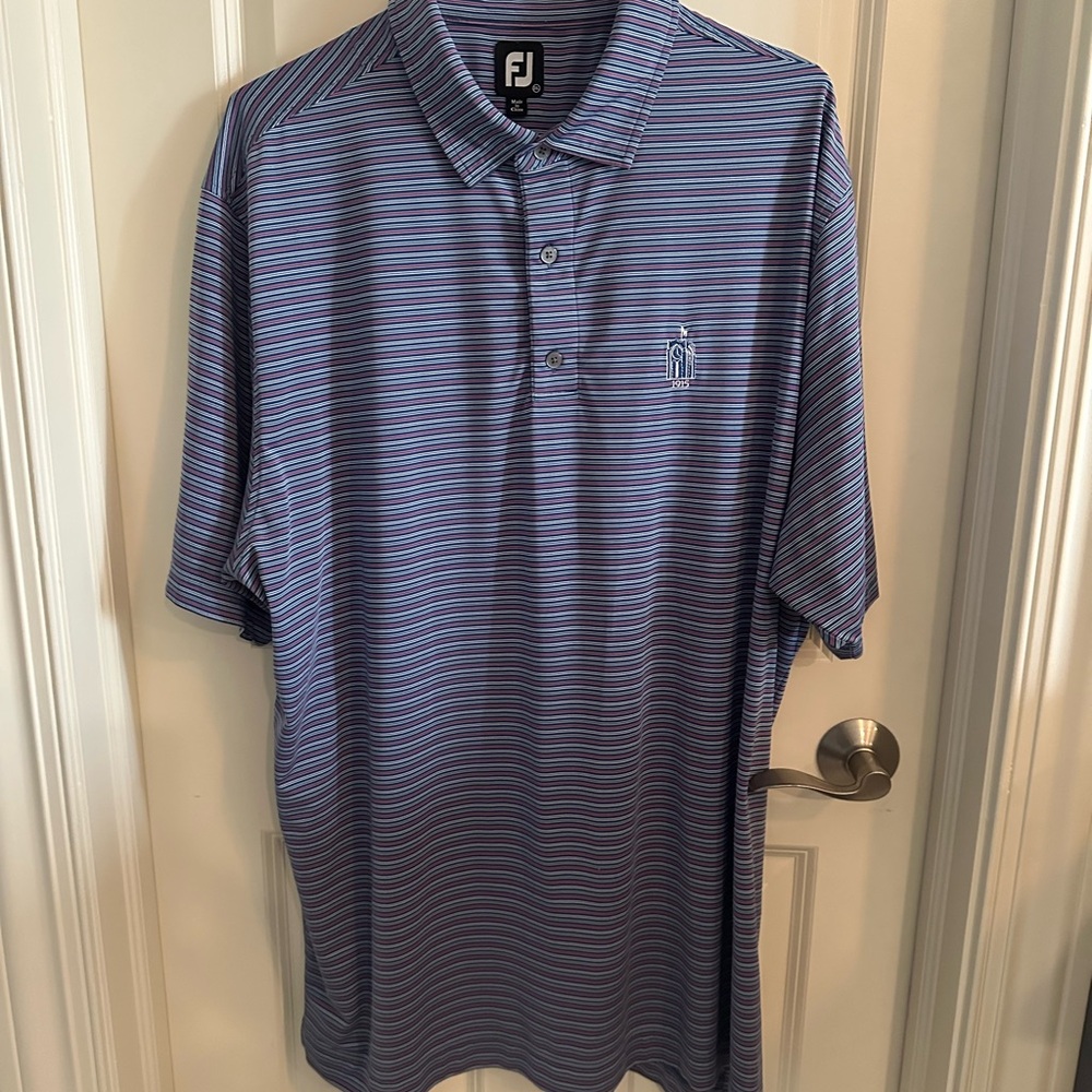 FootJoy Men's Blue Striped Polo Shirt XXL